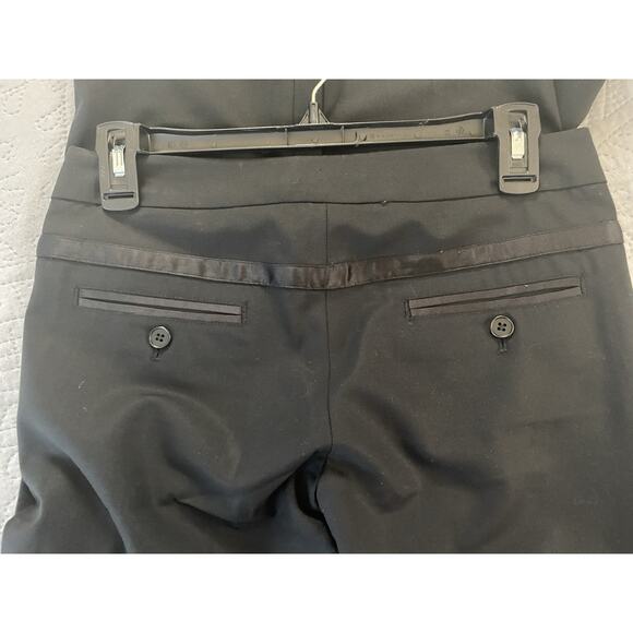 Theory Sz 0 Auriol Sailor Button Pockets Silk Trim Black Flare Wool Dress Pants - Picture 4 of 12